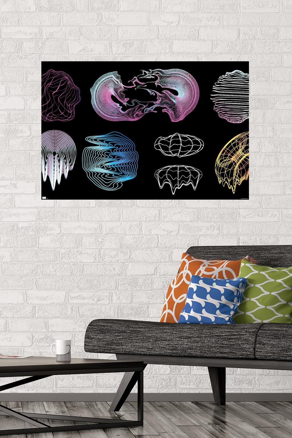 Retrofuturistic Shapes Wall Poster, 22.375" x 34"