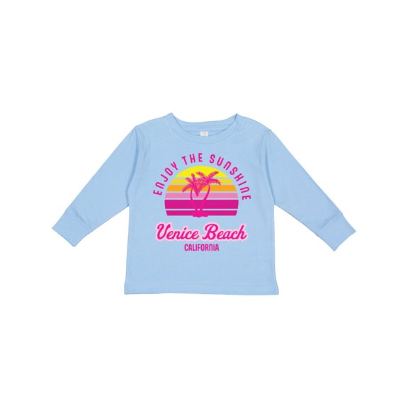 Inktastic Summer Enjoy the Sunshine Venice Beach California in Pink Boys or Girls Long Sleeve Toddler T-Shirt