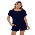 thumbnail image 2 of LYMAYTER‌ ‌Comfy Sleepwear Set for Women's Breathable Relaxed Two-Piece‌ Short Sleeves Set, 2 of 9