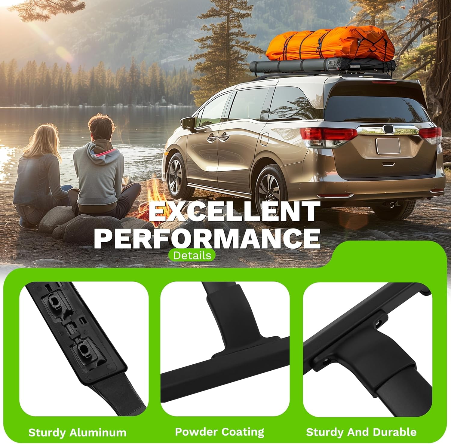 Kojem Roof Rack Cross Bar and Side Rails Combo for 2011-2017 Honda Odyssey for Kayak Luggage Ski Bike Carrier, Set of 4 Pieces