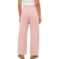 thumbnail image 6 of OGLCCG Girls Wide Leg Pants Elastic Waist Summer Beach Pants Kids Lightweight Cotton Boho Lounge Trousers with Pockets 1-15 Years, 6 of 7