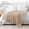 thumbnail image 7 of Exclusivo Mezcla Queen Size Flannel Fleece Blanket, Super Soft Velvet Plush Bed Blanket, 90x90 Inches, Beige, 7 of 7