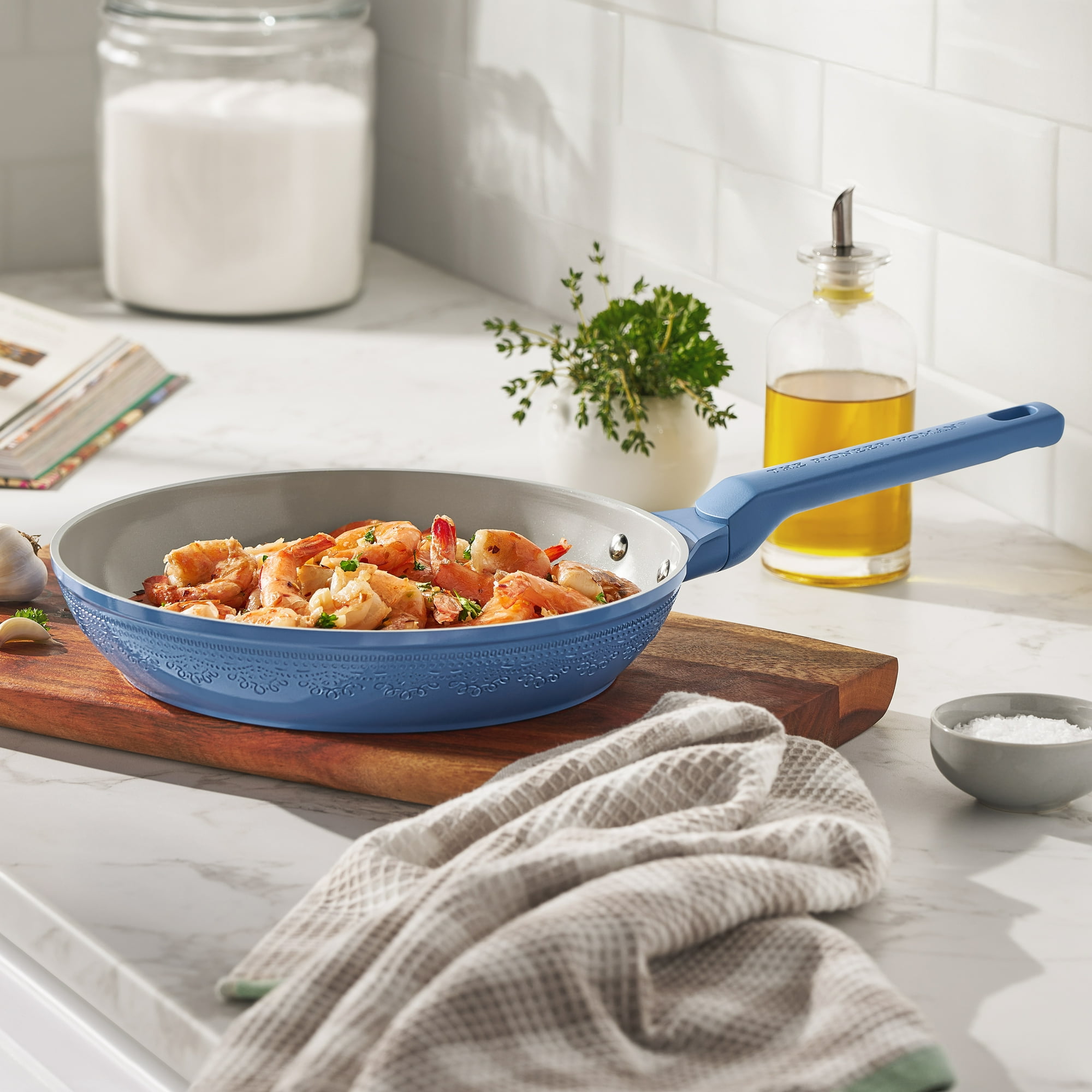 The Pioneer Woman Riverside Embossed 10-inch Aluminum Frying Pan, Blue
