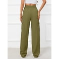 thumbnail image 6 of Chiclily Women's Wide Leg Pants High Waisted Cargo Pants Army Green XL Long Straight Bussiness Work Trousers with Pockets, 6 of 6
