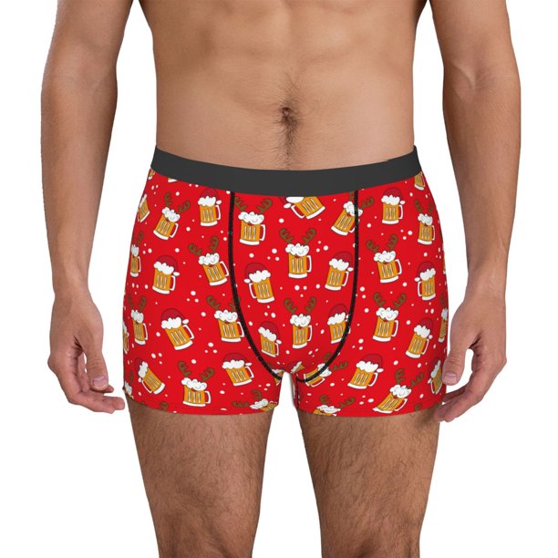 Balery Christmas Hat beer Calzoncillos bóxer para hombre, ropa interior de algodón suave y transpirable con cinturilla de nailon-XX-Large