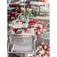 thumbnail image 4 of Outdoor Tablecloth with Umbrella Hole and Zipper, Red Flowers Round Table Cloth 60 Inch Waterproof Tablecloth, Chinese Plum Blossoms Traditional Ink Painting Picnic Table Cover for Patio Camping, 4 of 7