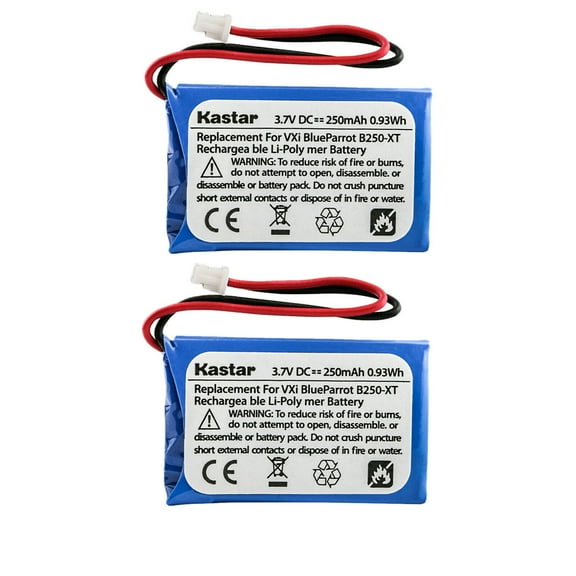Kastar 2-Pack Battery Replacement for VXI Blue Parrott B250-XT  Wireless Bluetooth Headset Roadwarrior, BLUE EAGLE 2, BLUE EAGLE II, BT900, HS393, SILVERADO BLUE