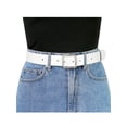 thumbnail image 4 of Cinturón de hebilla para mujeres, cinturón ancho suave y casual para vestidos, jeans y pantalones de 92 cm/36.22" blanco, hebilla plateada, 4 of 4