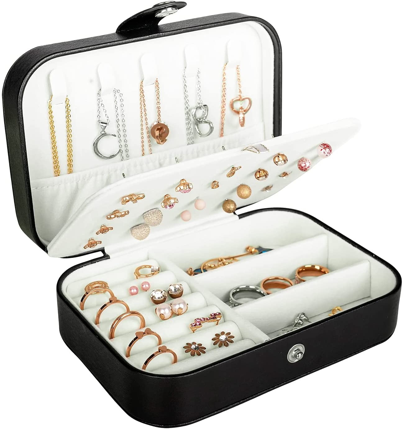 2pk Earring Organizer Book PU Leather Earring Holder Portable Travel Jewelry Box 