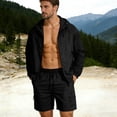 thumbnail image 2 of UVEASISHA Men's Sun Protection 2 Piece Outfits Lightweight Full Zip Hooded Jackets and Shorts Sets Casual Workout Hiking Travel Tracksuit with Pockets for Summer Black XXL, 2 of 10