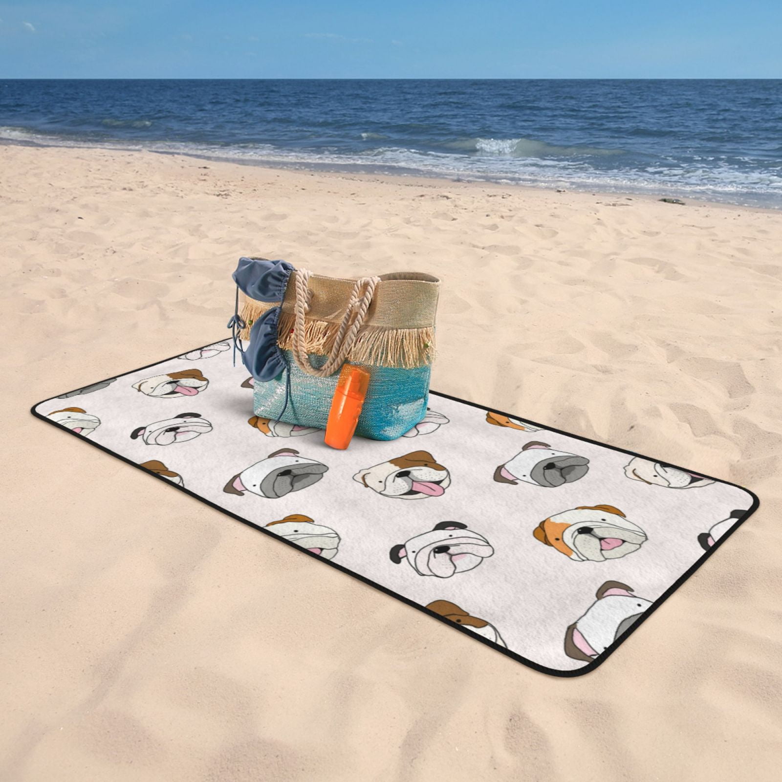 Cotton Bath Towels for Bathroom - Bulldog Face Microfiber Quick Dry Towels for Body Bath Sheets, Personalized Beach Towel, Soft Shower Towels for Travel Home Beach 27*55in