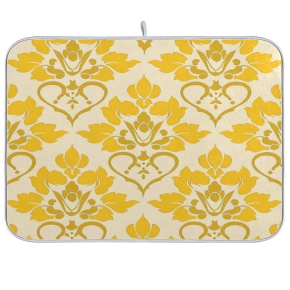 Kitchen Drying Mat 16x18In Drying Dish Mat Dish Drying Mats Kitchen Countertop Multi-Function Drain Drying Mat Kitchen Table Yellow Pattern