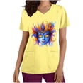 thumbnail image 2 of Jinhomg Scrubs Tops for Women 2025 Novelty Funny Mardi Gras Mask Graphic Nursing Uniform Comfortable Short Sleeve V-Neck Holiday Caregiver Top Seasonal Sale Yellow L, 2 of 6