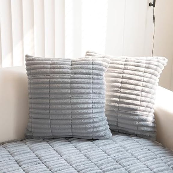 Eryueer Thick Sofa Throw Pillow Cover - 1PC Solid Pillowcase Soft Throw Pillow Case, Pillow Cover for Couch Sofa Home Decoration (Light Grey, Pillowcase 45x45 cm)
