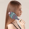 thumbnail image 3 of Ethnic Boho Style Hair Brush, Artistic Detangler Paddle Comb with Rustic Vintage Print, Gentle for All Hair Types, 3 of 8