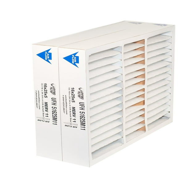 United Filter 16x25x5 MERV 11 Honeywell compatible Pleated HVAC AC Furnace Air Filters (2 Pack)
