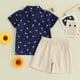 thumbnail image 5 of Odeerbi 6M-4Y Conjunto de Verano Para Niños Solapa Estampada Manga Corta Camisa Traje Pantalón Corto Conjunto de Dos Piezas, 5 of 8