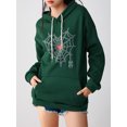 thumbnail image 3 of Faithtur Femmes Sweat à Capuche, Manches Longues à Capuche Broderie Cobweb Coeur Pull-Over Casual Tops, 3 of 9