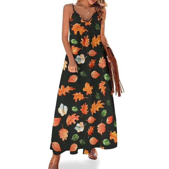 Autumn Harvest Maple Leaves Thanksgiving Fine Art Sleeveless Dress Summer Dress Woman 2025