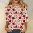 thumbnail image 2 of Plus Size Womens 3/4 Sleeve Tops Cute 3D Fruit Print T Shirts Casual Crewneck Tunic Basic Tee Shirt, 2 of 5