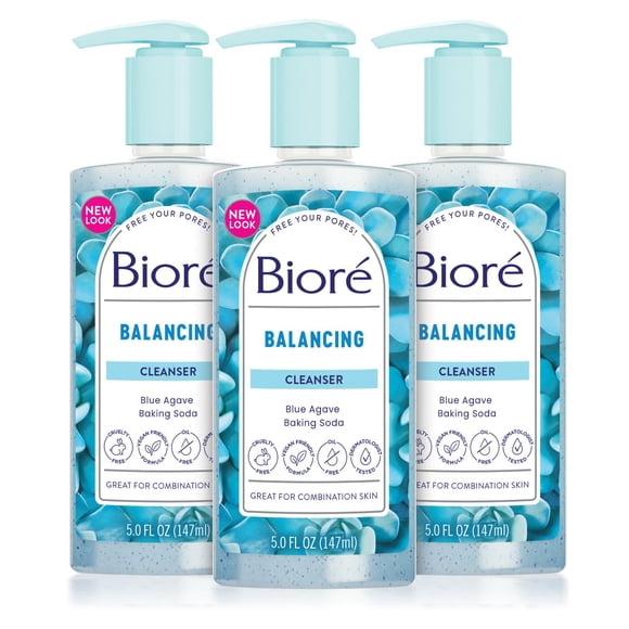Jabón facial Bioré Balancing PH Balanced, vegano, 200 ml, paquete de 3