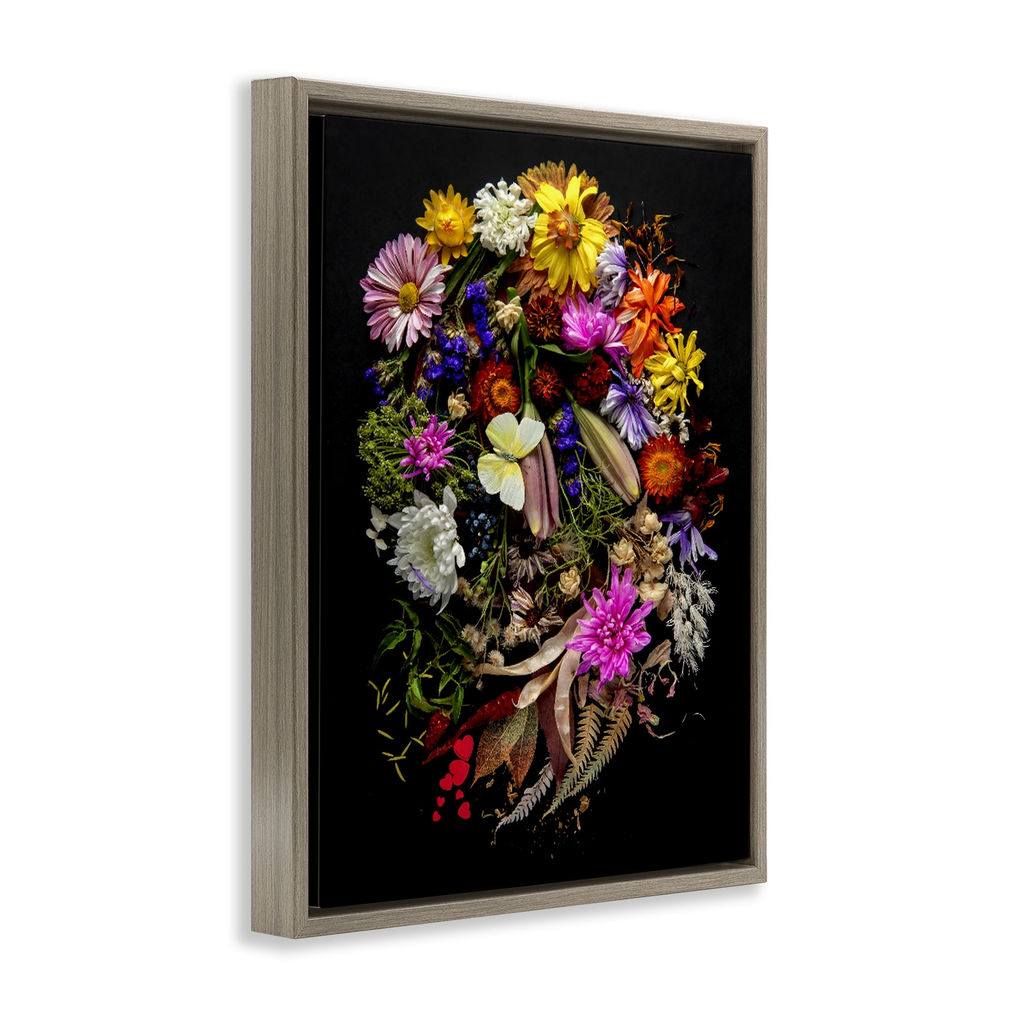 Stupell Industries November Flower Arrangement Brown Framed Floater Canvas Wall Art, design by Carl Kravats