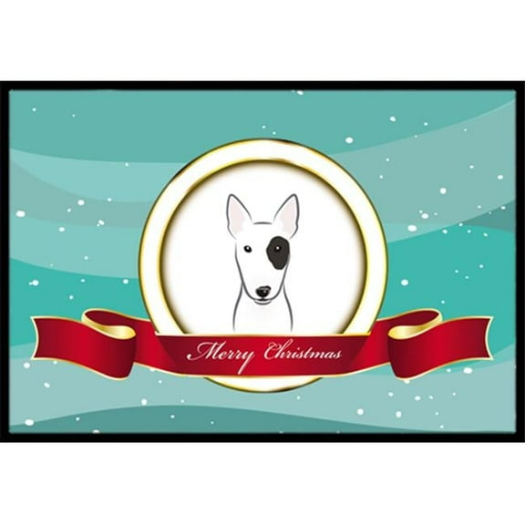 Bull Terrier Merry Christmas Indoor & Outdoor Mat- 24 x 36 in.