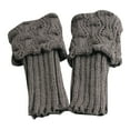 thumbnail image 2 of Womens Winter Short Boots Socks Winter Warm Boot Cuffs Toppers Crochet Knitted Boot Cuffs Leg Warmers Socks Dark Gray, 2 of 3