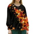 thumbnail image 5 of LNZGNM Scrub Jackets for Women Long Sleeve Leaf Print Scrub Cardigan Snap Front Lightweight Nurse Uniform with Pocket,(XXL), 5 of 5