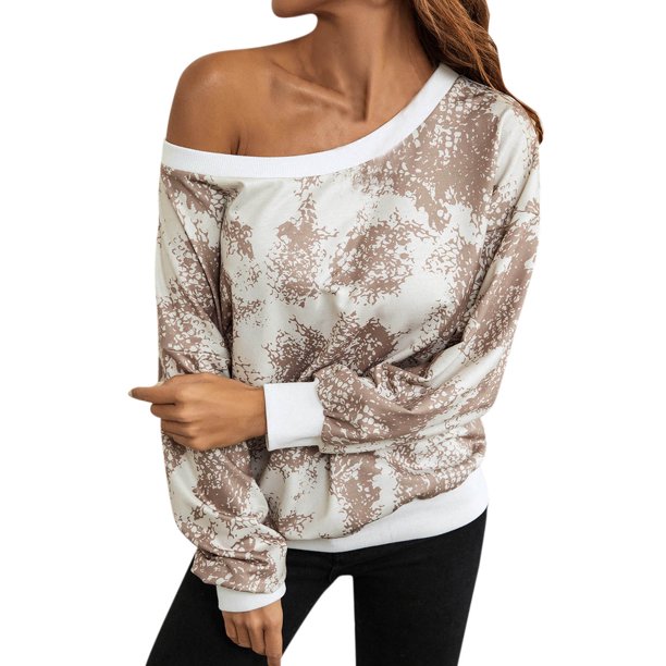 Gibobby Sudaderas para mujer oferta Suéter de Navidad para mujer cuello redondo manga larga suéter de Navidad casual para Navidad simple(Caqui,M)