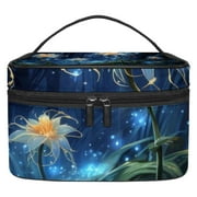 Plants under the Stars Relavel Cosmetic Tote Bags,Printed Design Large Capacity Makeup Bag Makeup Organizer, Travel Cosmetic Pouch, Toiletry Case Handbag for Daily Use