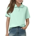 thumbnail image 3 of HAJWOH Toddler Girls Polo Shirts Short Sleeve T-Shirt Casual Button Down Tops 2025 New Collared Uniform Top Workout Clothing Mint Green 11-12 Years, 3 of 6