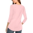 thumbnail image 4 of Tiqkatyck Women Summer Tops, Women's V Neck Door Cylinder Solid Color Casual Long Sleeve Shirts, Summer Tops for Women, Shirts for Women Pink S, 4 of 6