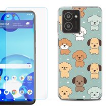 For HMD Vibe Shockproof Phone Case Cover with Tempered Glass Screen Protector, by OneToughShield - Puppies