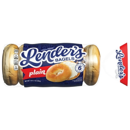Lender's Pre-Sliced Plain Bagels, 17.1 oz, 6 Count