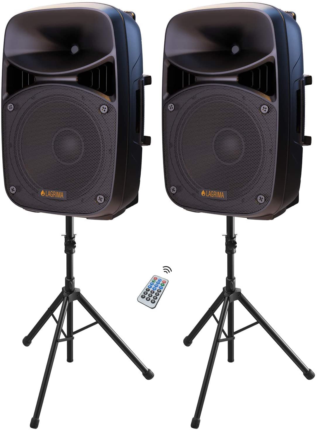 Array Speaker w/Remote Control LAGRIMA LPS-100 Portable Powered PA Speaker System with LED lights Bluetooth/USB/SD PA System Stage Tower Speaker with 8 Inch Woofer & 4 Tweeters