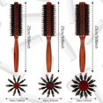 thumbnail image 2 of 3 Pieces Boar Bristle Round Brush Round Hair Brush with Wood Handle Quiff Roller Brush for Women and Girls (10/12/ 14 Rows), 2 of 4