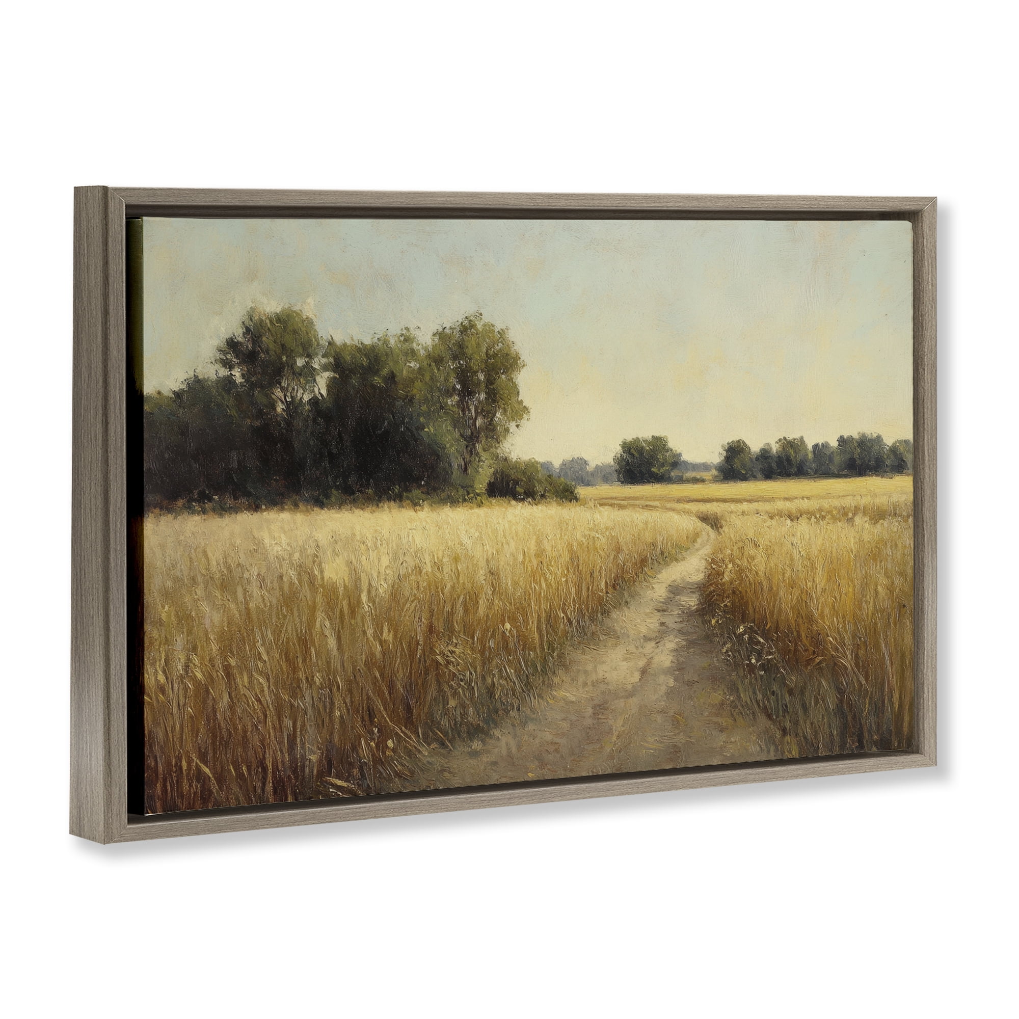 Stupell Industries Sunlit Country Wheat Path Brown Framed Floater Canvas Wall Art, design by Petal Prints Design