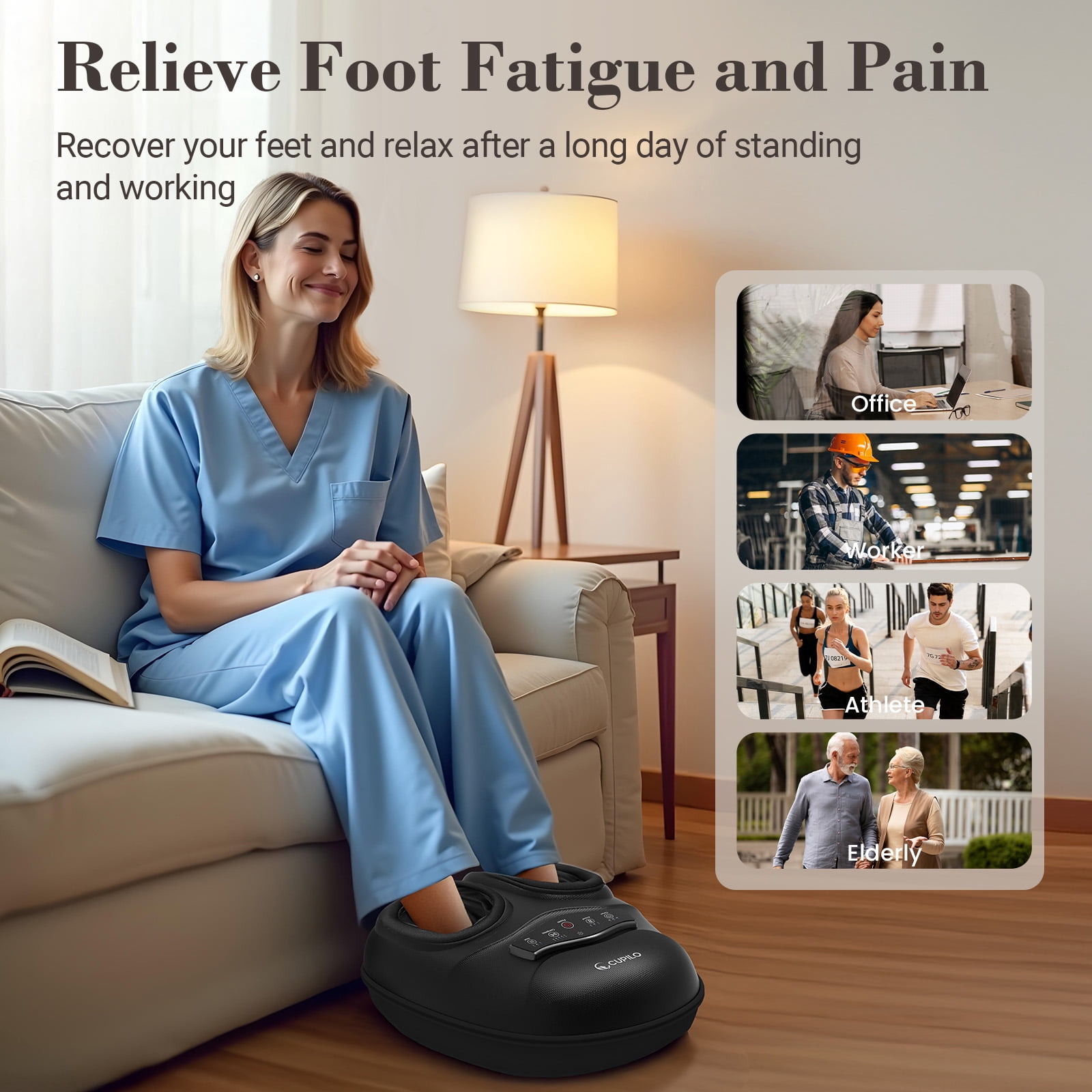 Cupilo Foot Massager with Heat & Remote Control, Shiatsu Feet Massager Machine, 5 Deep Kneading Therapy for Plantar Fasciitis, Neuropathy, Blood Circulation, Gifts for Women Men 13"