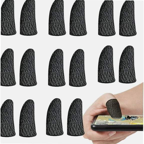Silver Fiber Gaming Finger Sleeves for Mobile Game (Pack of 8 Pair) Anti-Sweat Breathable Finger Glovers Thumb Sleeve PUBG Mobile Finger Sleeve