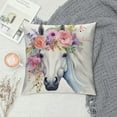 thumbnail image 2 of Creowell Horse Flower Crown Pillow Cases with Zipper Home Decor for Living Room Bedroom Bed Cushion Outdoor Square Aesthetic Decorative 1PC 24x24in, 2 of 5