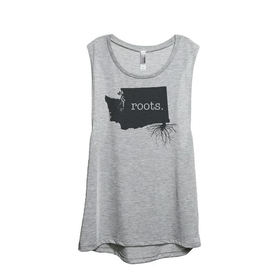 Thread Tank Home Roots State Washington WA Women's Sleeveless Muscle Tank Top Sport Grey Medium