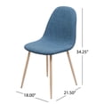 thumbnail image 6 of Noble House Samir Mid Century Fabric Dining Chairs, Set of 2, Muted Blue, Light Walnut, 6 of 12