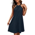 thumbnail image 2 of QUNYINEY Blue Womens Dresses Casual Sleeveless Midi Summer A Line Sundress Crew Neck Loose Fit Vacation Dresses, 2 of 8