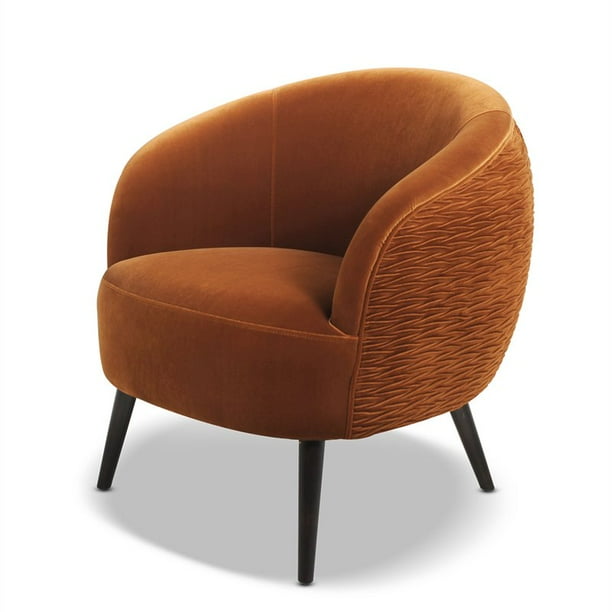 Jennifer Taylor Home London Mid Century Modern Ruched Barrel Chair Burnt Orange Walmart Com Walmart Com