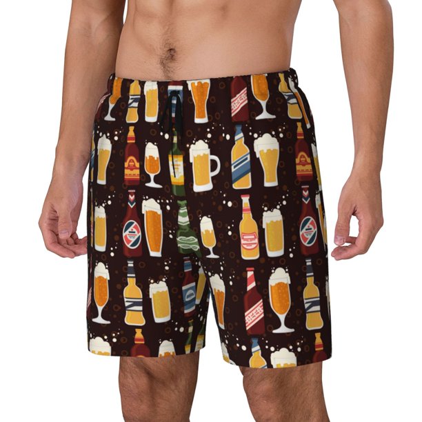 Balery Beer Bottles1 Bañador para hombre, shorts de playa de secado rápido con entrepierna y forro de compresión-Small