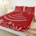 thumbnail image 3 of Manfei Snawflake Twin Sheet Sets,Merry Christmas Twin Fitted Sheet,Red White Flat Sheet For Children,Super Cozy Room Decor,3-Piece, 3 of 7