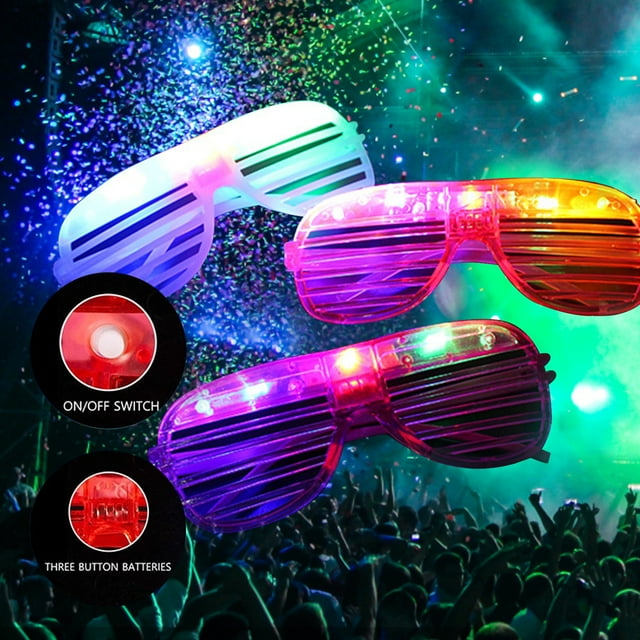 Xihbxyly Gafas Luminosas, Gafas de Sol con Luces Led, Regalos de Fiesta, Material de Pvc Duradero, Batería Recargable, Accesorios para Fiestas En La Piscina, para Adultos y Adolescentes, Tamaño 15 X