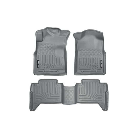 Husky Liners 98952 Weatherbeater Floor Mats Fit 2005-2015 Toyota Tacoma Double Cab - Front/2nd Seat - Grey