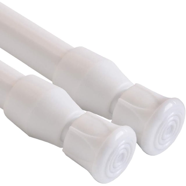 QILERR 2Pack Spring Tension Curtain Rod 28 to 48 Inch White, Easy to use lightweight Shower Curtain Rods, Adjustable Extension Spring Rods for Windows, Kitchen, Bathroom, Cupboard, Wardrobe